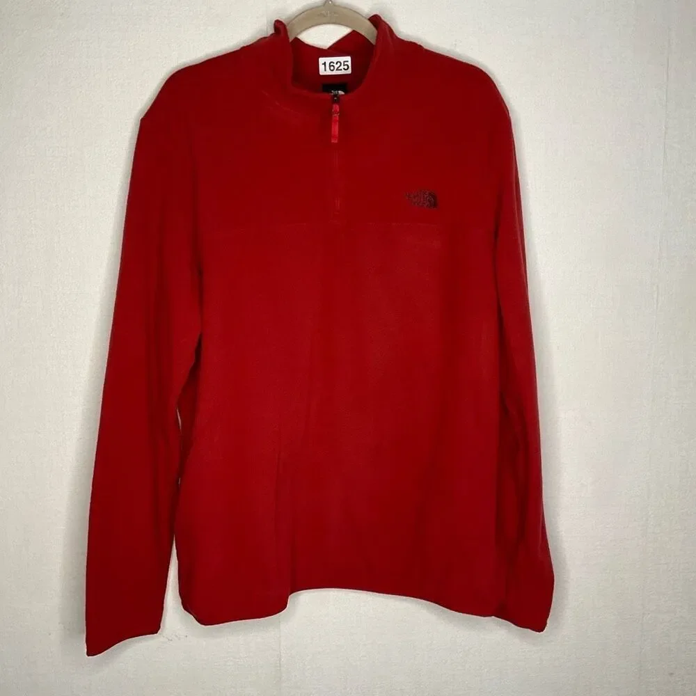 North Face Jacket Mens Large‎ Red Fleece 1/4 Zip Mock Neck Pullover Lightweight